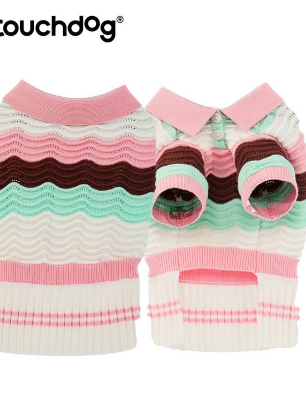 Striped Knit Dog Sweater in Pink, Mint & Brown